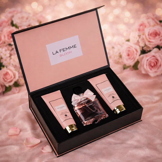 Set cadou damă La Femme Bloom Riiffs – parfum floral & îngrijire completă
