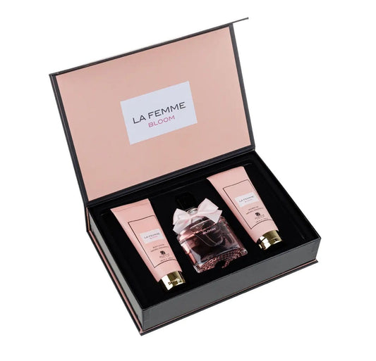 Set cadou damă La Femme Bloom – parfum floral & îngrijire completă