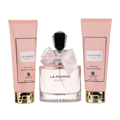 Set Cadou Dama La Femme Bloom Apa de Parfum + Gel De Dus + Lotiune de corp, Riiffs