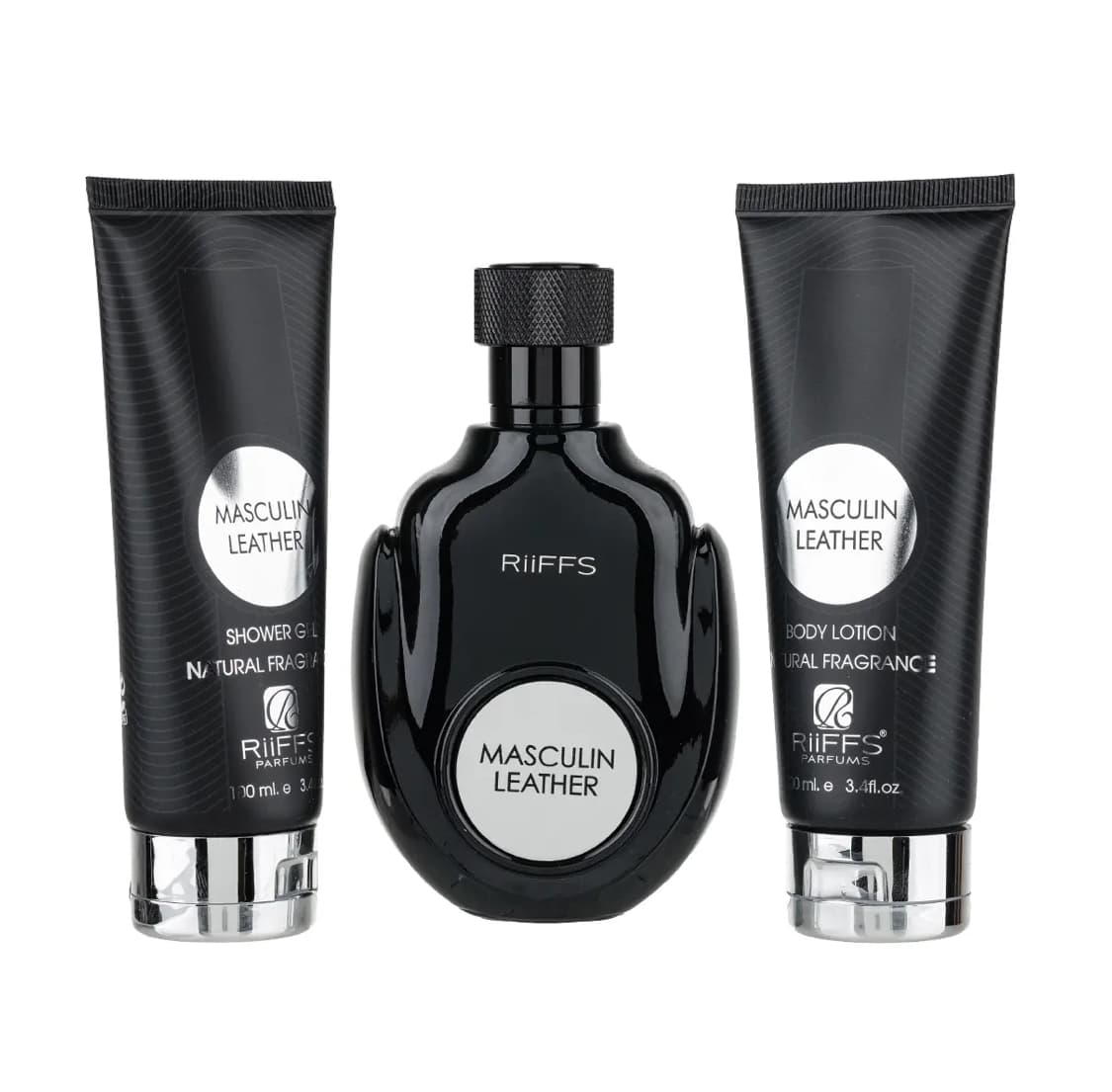 Set Cadou Masculin Leather Parfum, Gel De Dus, Lotiune de corp, Riiffs - ALSA SHOP