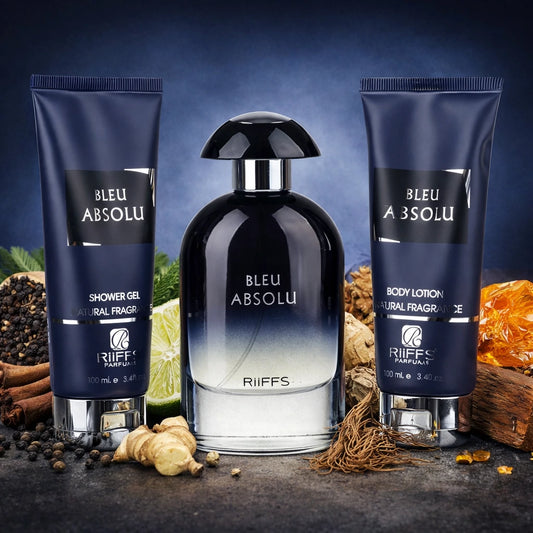 Set Parfum Barbati Bleu Absolu - Gel De Dus, Lotiune de corp, Riiffs