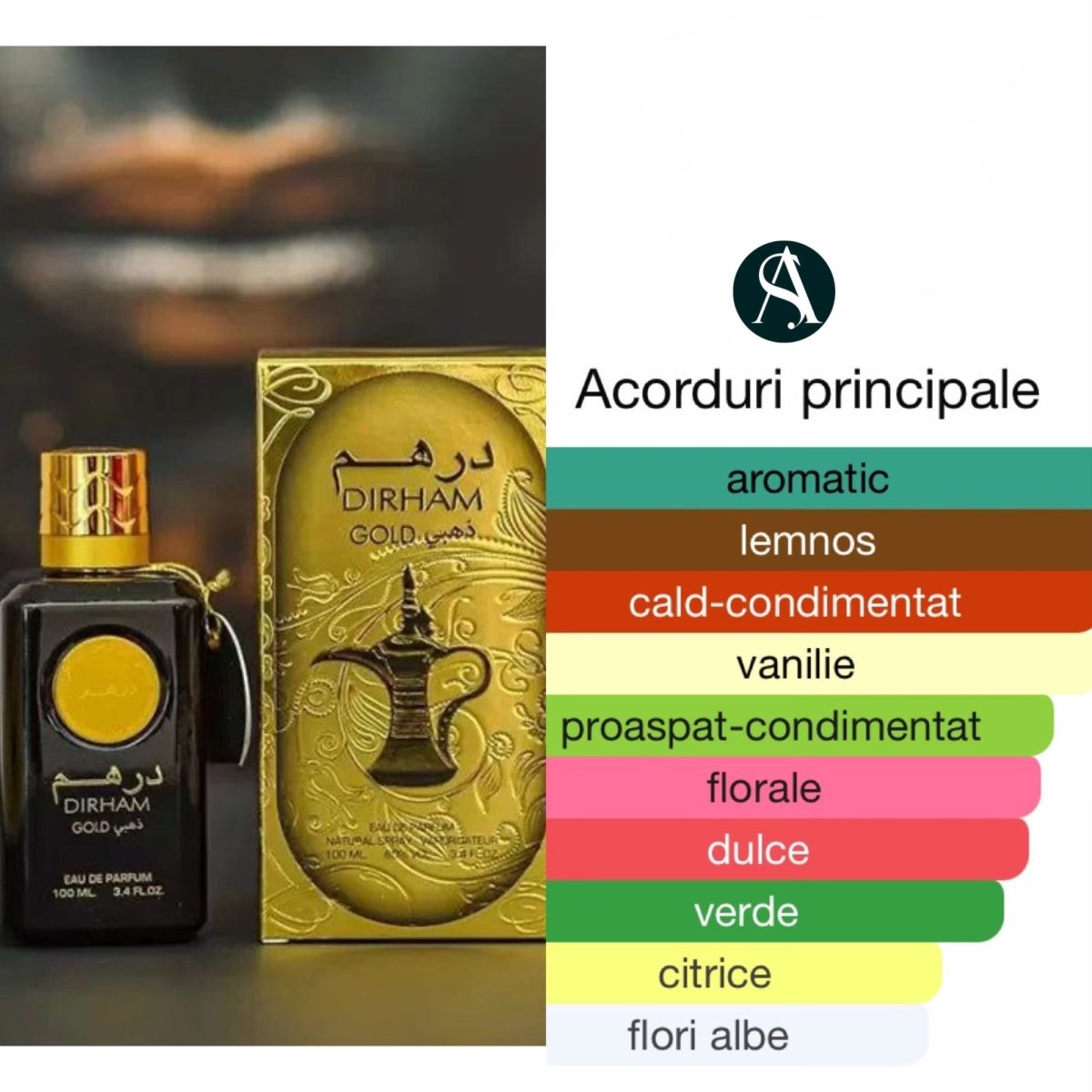 Parfum Arabesc, Dirham Gold, Ard al Zaafaran, Unisex EDP 100 ml